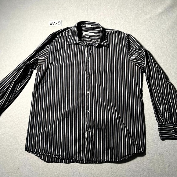 Calvin Klein Other - Calvin Klein Shirt Mens Medium Multicolor Striped Cotton Pleated Button Up